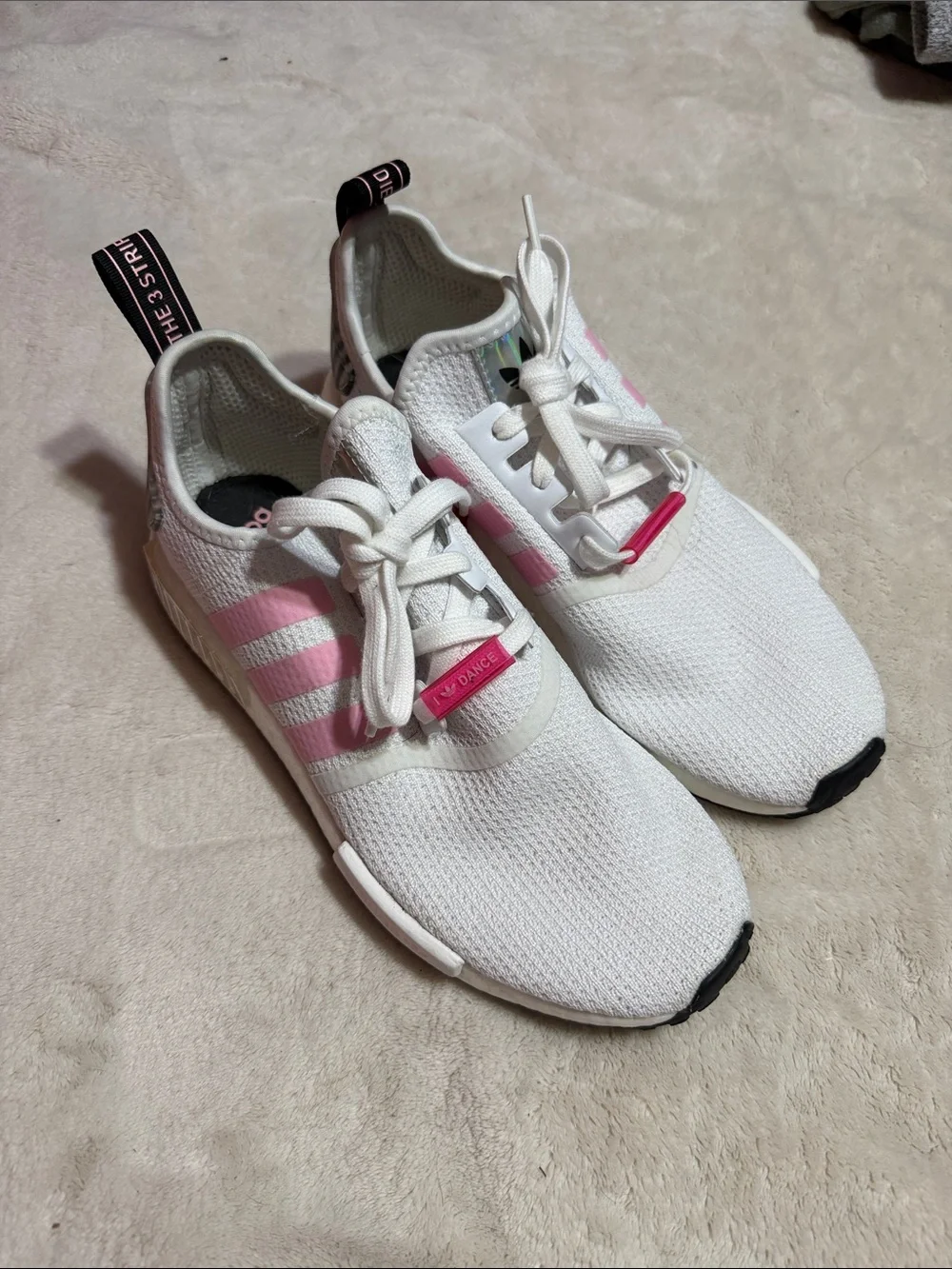 adidas White Sneakers with Pink Accents